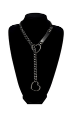 WILDCHOK - Heart Slip Chain Leather Strap Choker Collar