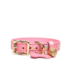 WILDCHOK Snake-Print Leather Choker, Gold Hardware with Bone Charm & Bell