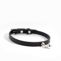 WILDCHOK Genuine Cowhide Choker, Adjustable Leather Necklace with Silver Bell Charm