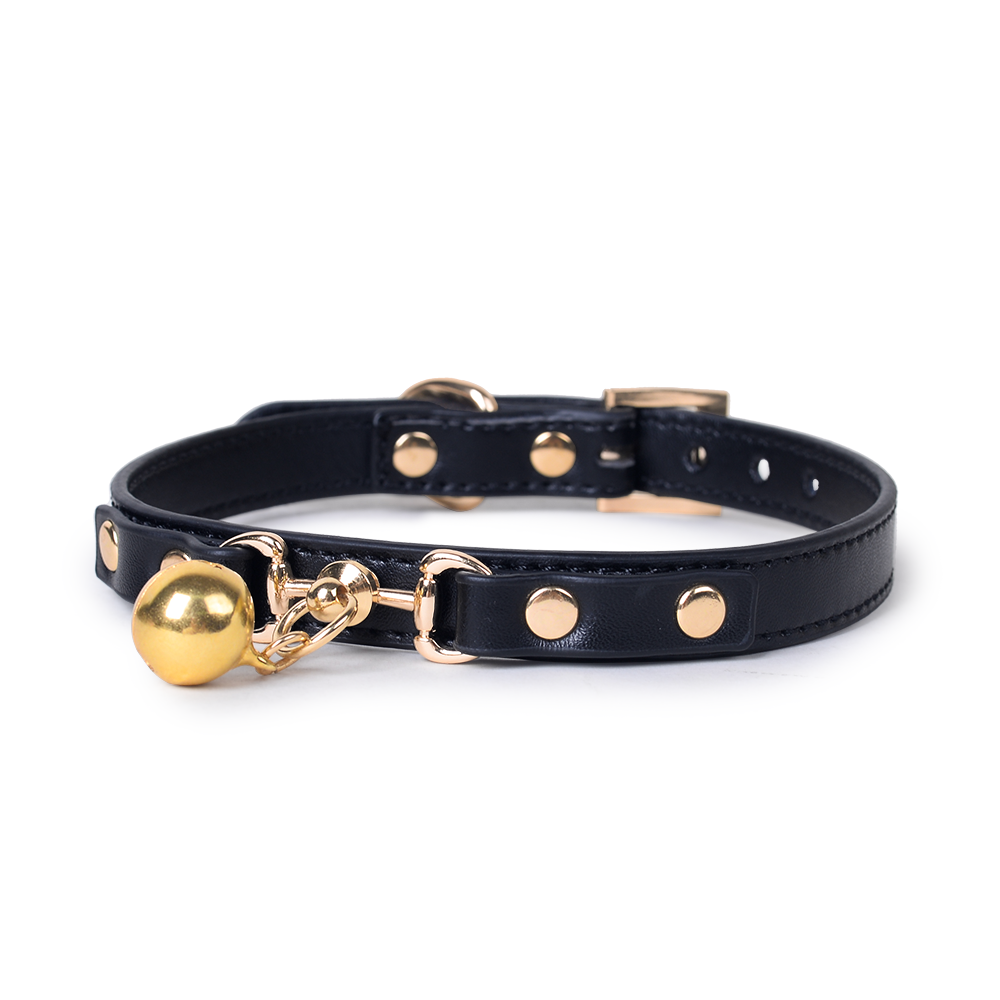 WILDCHOK [Bell] Unisex Adjustable PU Leather Choker Necklace Bell Pendant