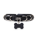 WILDCHOK Genuine Cowhide Leather Choker with Detachable Bone‑Shaped Charm Tag