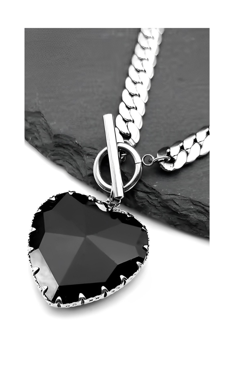 WILDCHOK - Heart Glass Pendant Choker