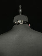 WILDCHOK Two‑Tone Cowhide Leather Choker, Heart Pendant with Chain
