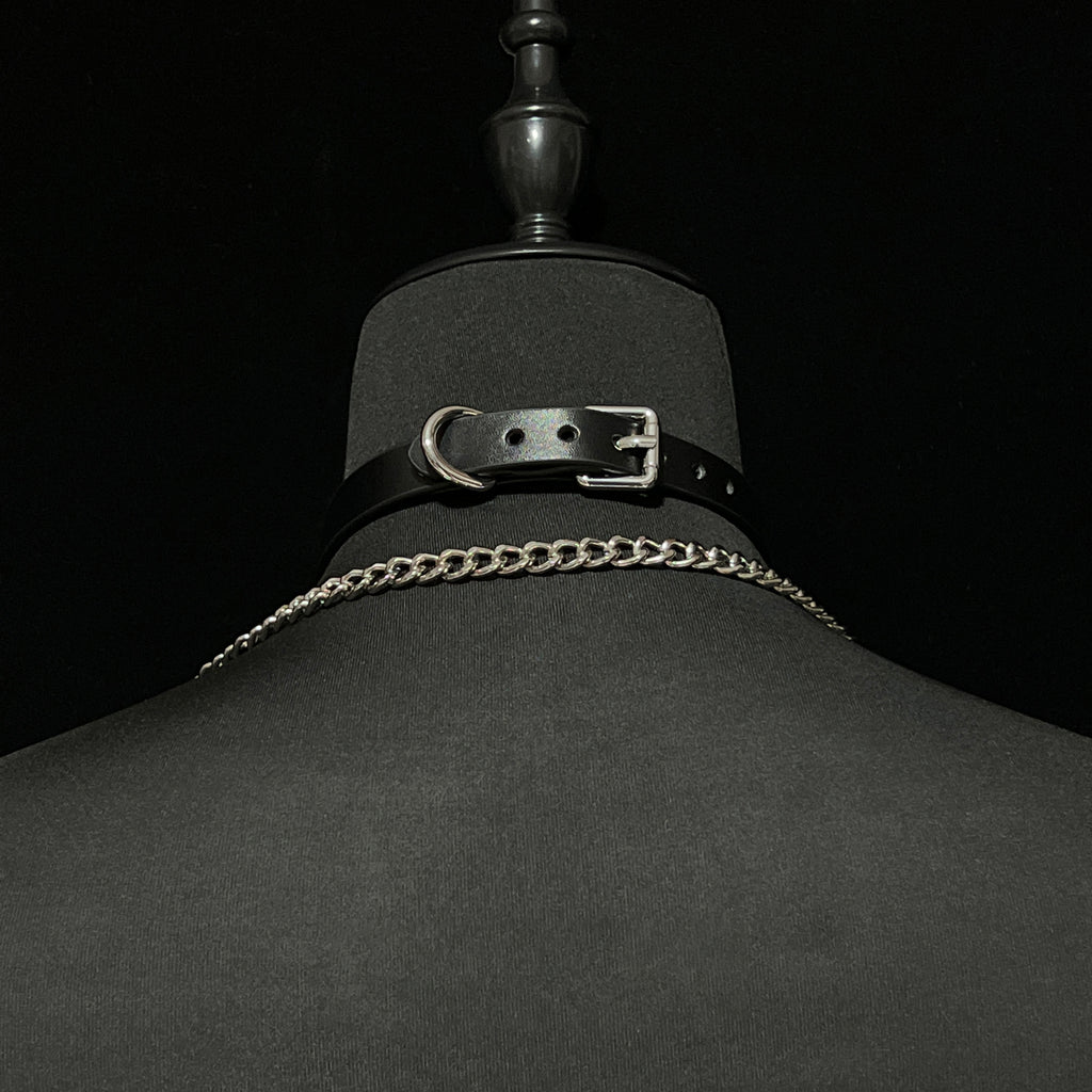 WILDCHOK Black PU Leather Choker, Adjustable Collar with Black Bow & Bell