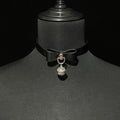 WILDCHOK Black PU Leather Choker, Adjustable Collar with Black Bow & Bell