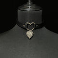 WILDCHOK Heart Pendant PU Collar, Leash Set with Hollow Heart Charm