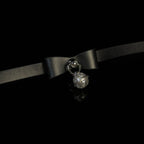 WILDCHOK Black PU Leather Choker, Adjustable Collar with Black Bow & Bell