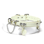WILDCHOK Microfiber Leather Unisex Choker Necklace with Bell‑Heart Pendant