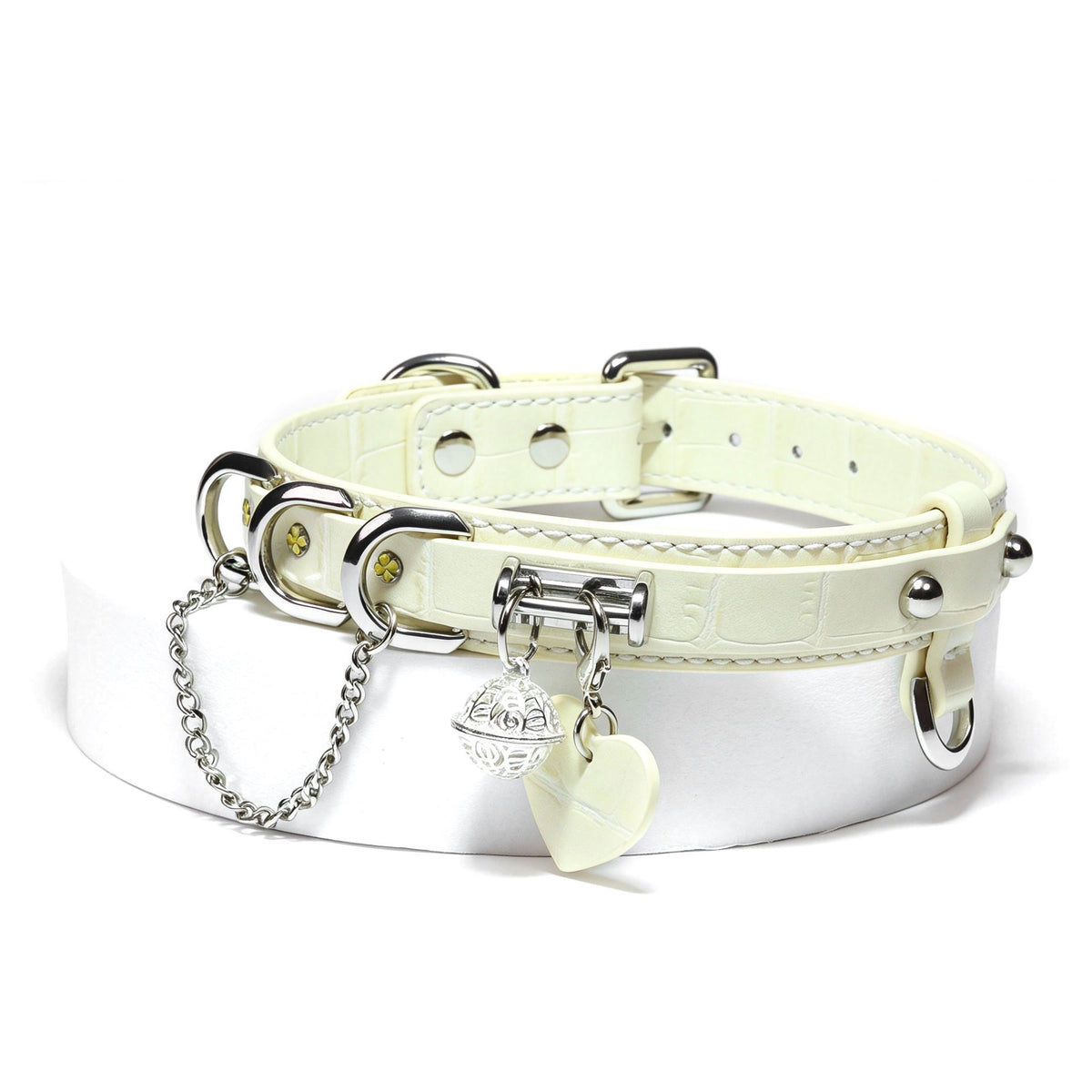 WILDCHOK Microfiber Leather Unisex Choker Necklace with Bell‑Heart Pendant