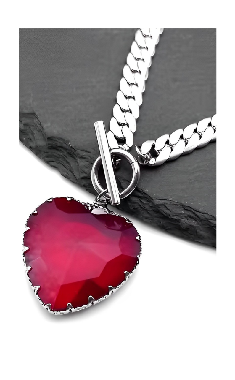 WILDCHOK - Heart Glass Pendant Choker