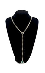 WILDCHOK - Heart Crystal Charm Slip Chain Choker