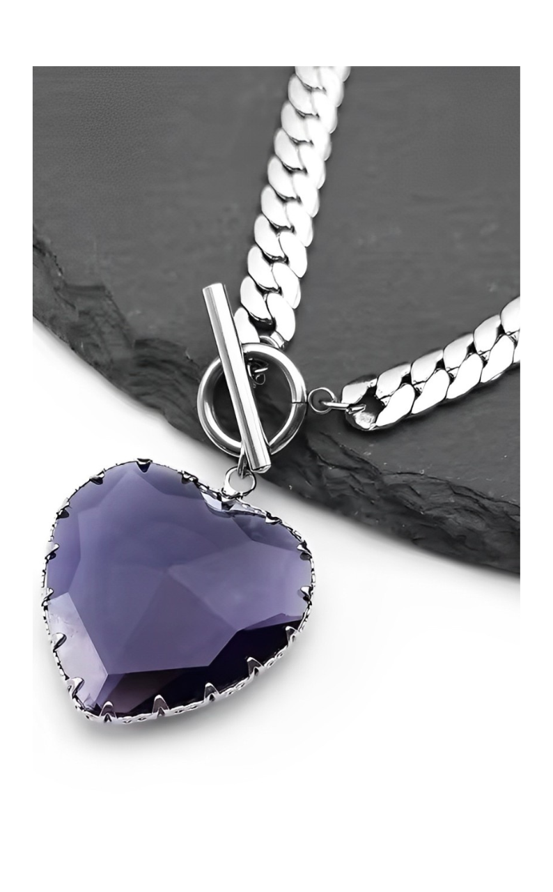 WILDCHOK - Heart Glass Pendant Choker