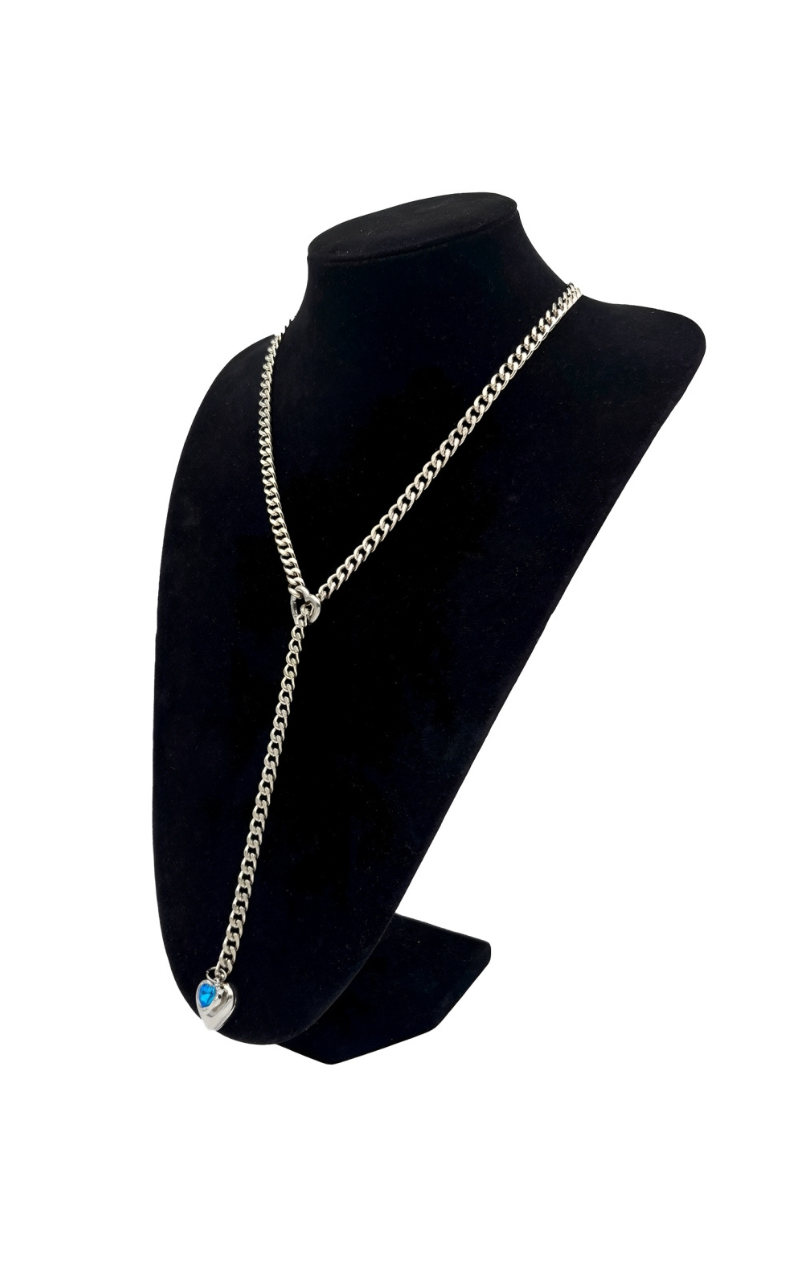 WILDCHOK - Heart Crystal Charm Slip Chain Choker