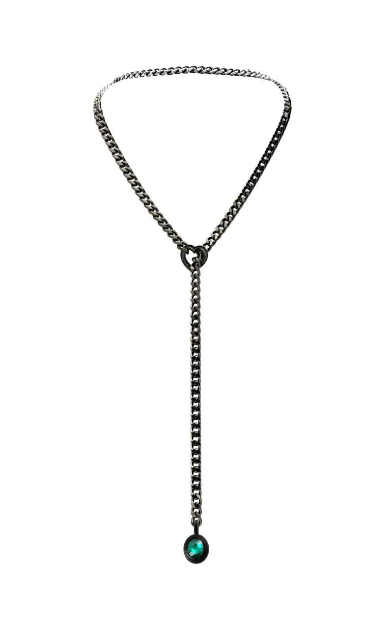 WILDCHOK - Crystal Charm Slip Chain Choker