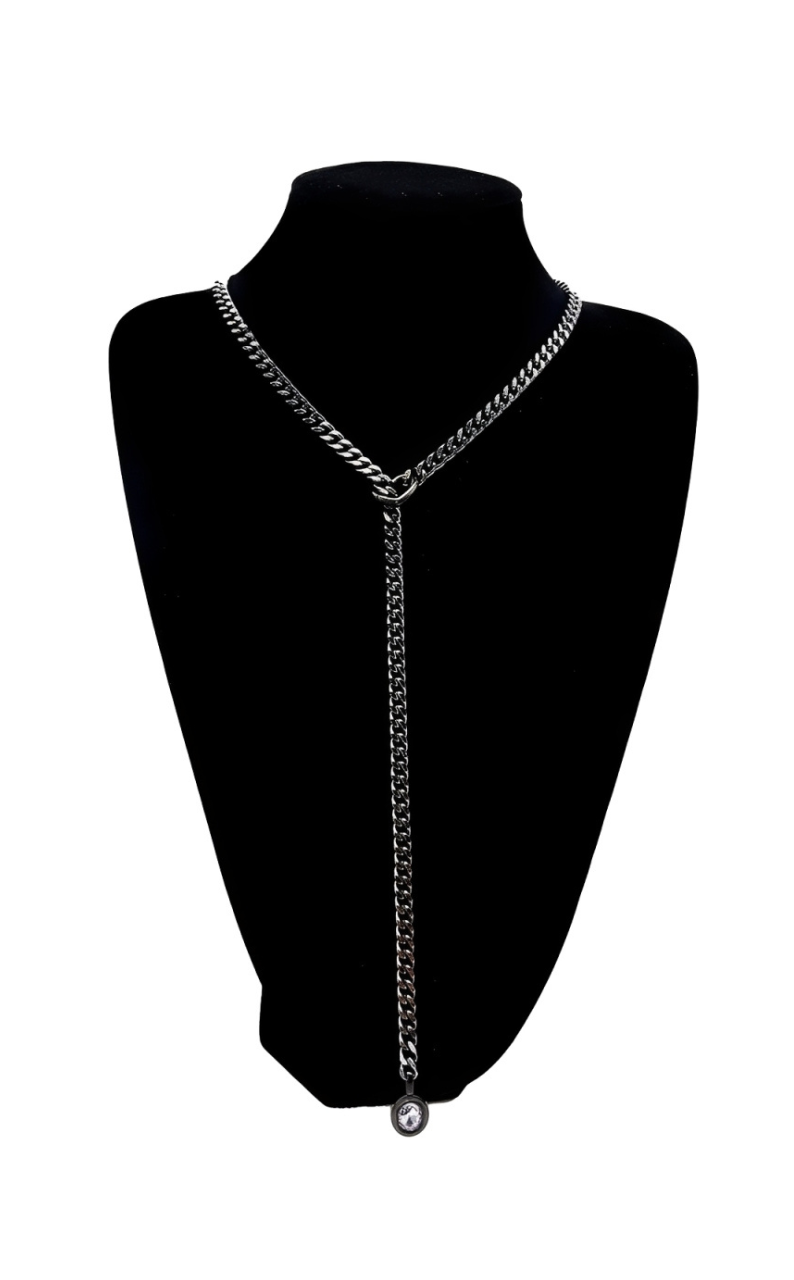 WILDCHOK - Crystal Charm Slip Chain Choker