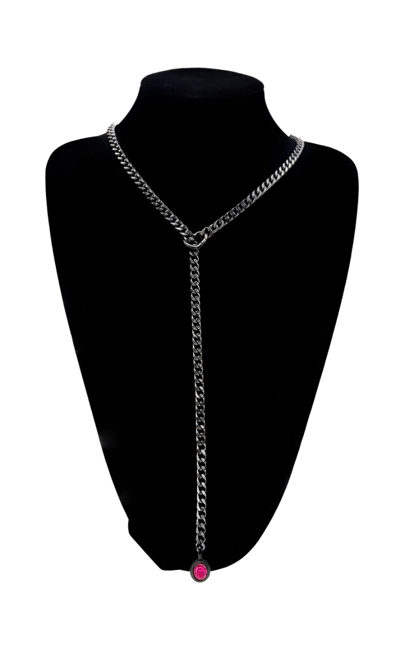 WILDCHOK - Crystal Charm Slip Chain Choker
