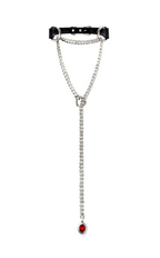 WILDCHOK - Crystal Charm Leather Choker Collar