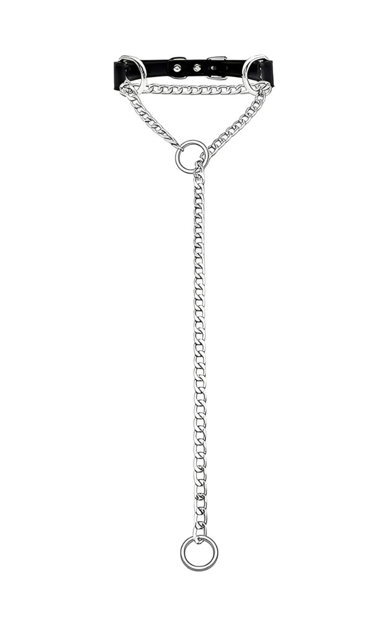 WILDCHOK - O - Ring Slip Chain Leather Choker Collar