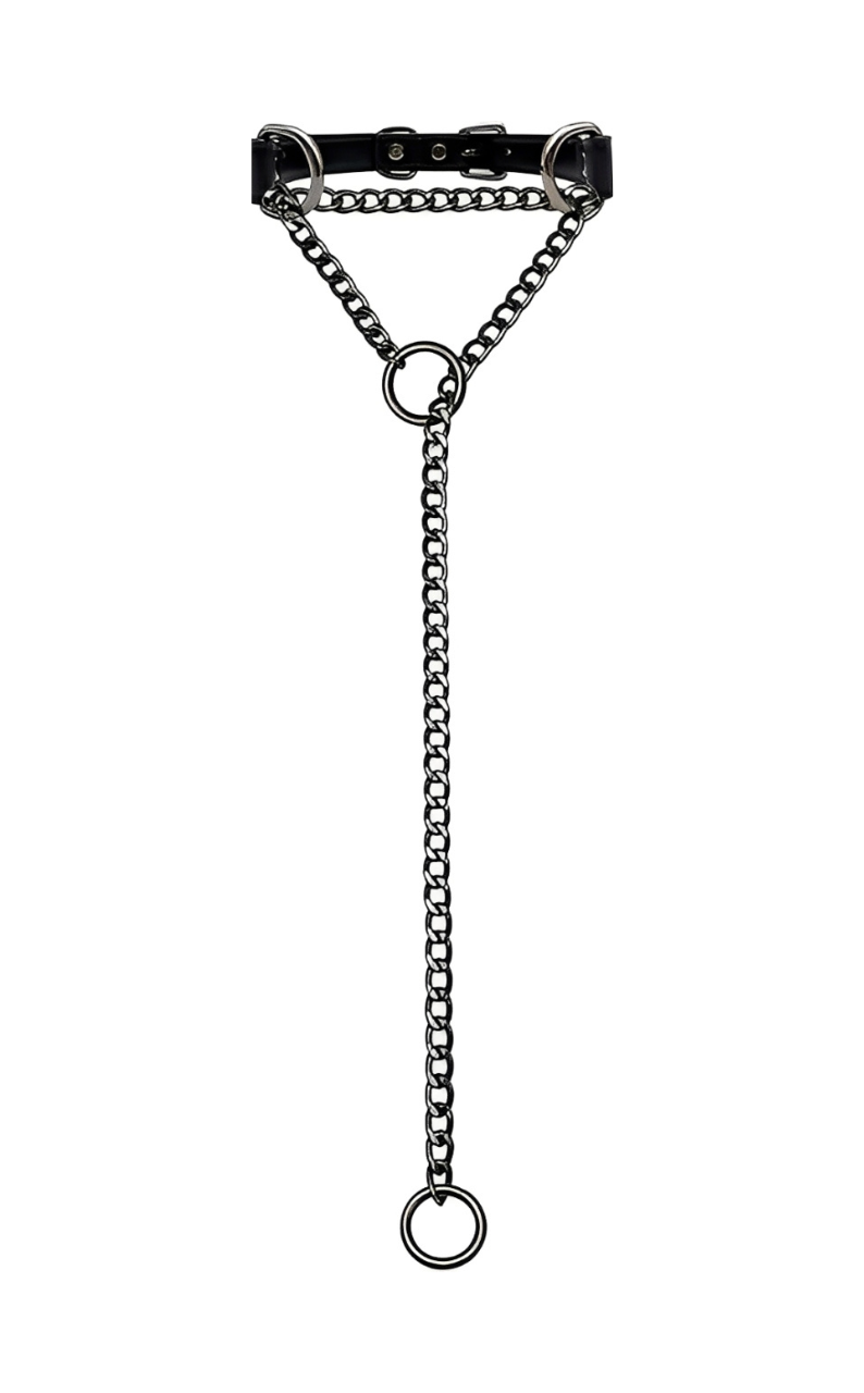 WILDCHOK - O - Ring Slip Chain Leather Choker Collar