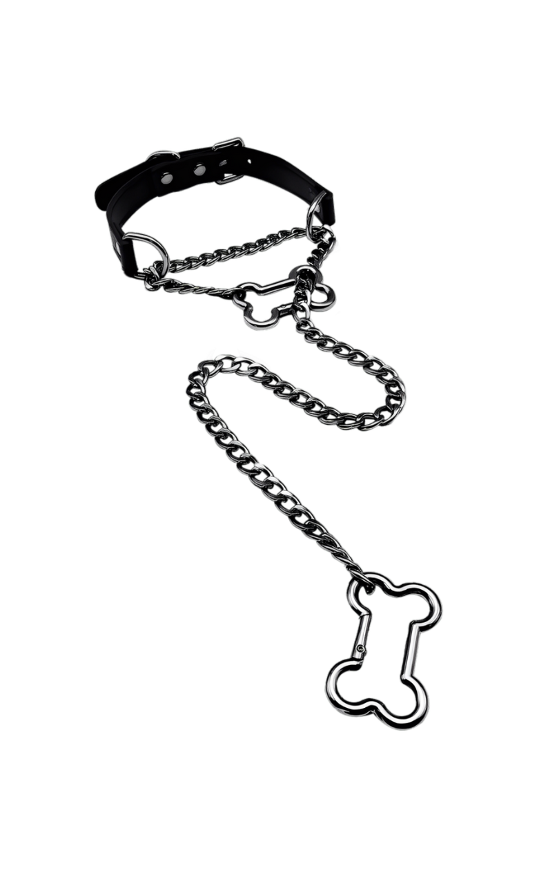 WILDCHOK - Bone Slip Chain Leather Choker Collar