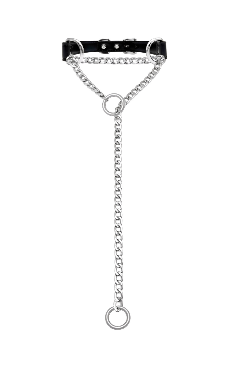 WILDCHOK - O - Ring Slip Chain Leather Choker Collar