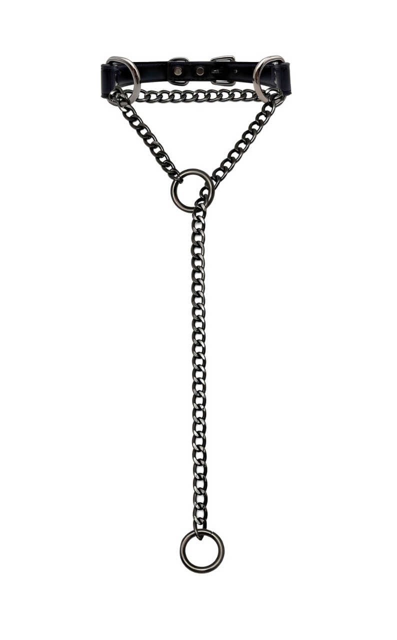 WILDCHOK - O - Ring Slip Chain Leather Choker Collar