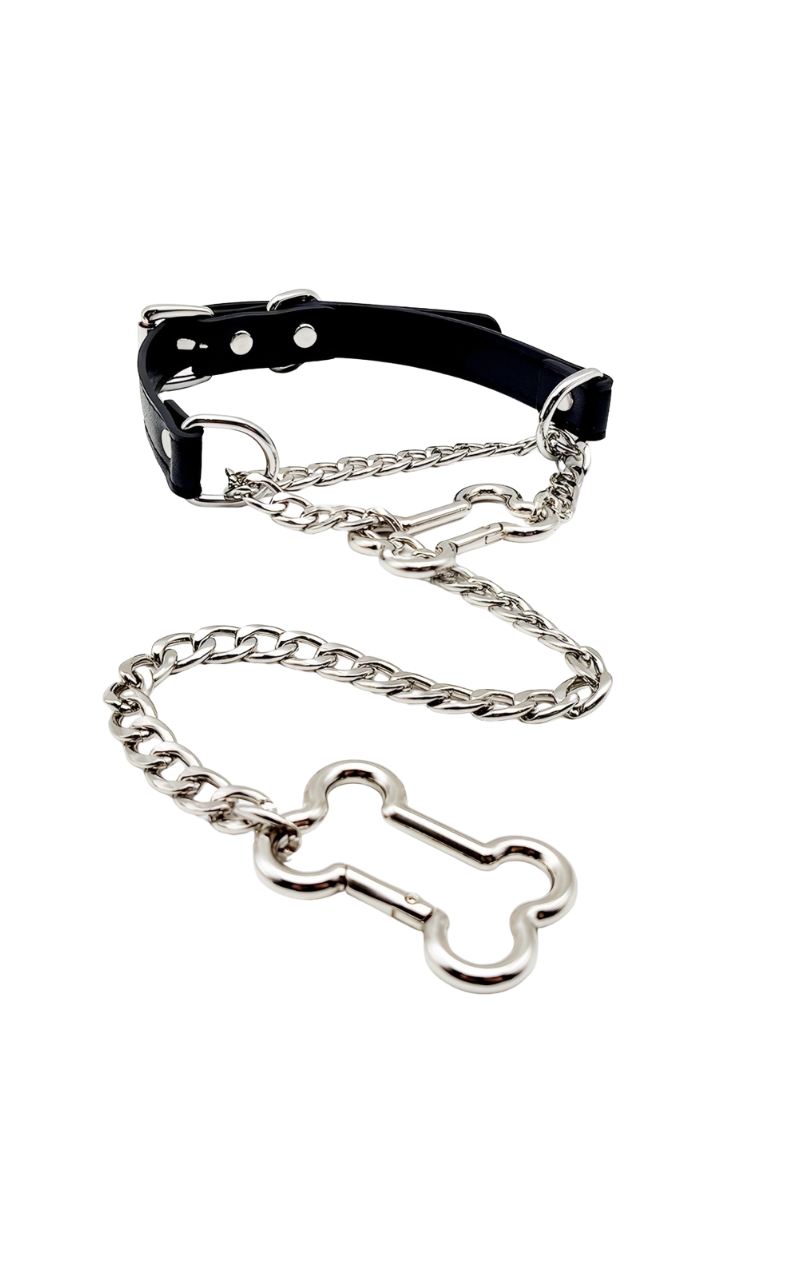 WILDCHOK - Bone Slip Chain Leather Choker Collar