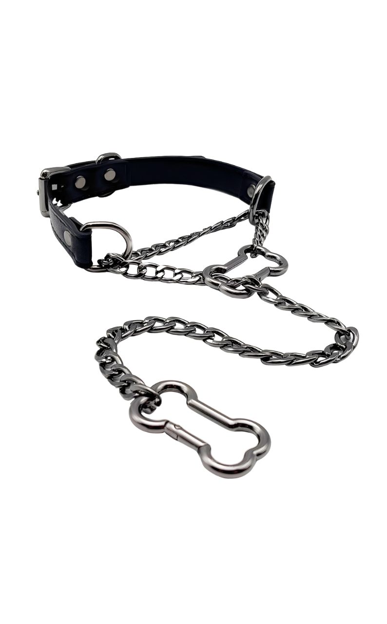 WILDCHOK - Bone Slip Chain Leather Choker Collar
