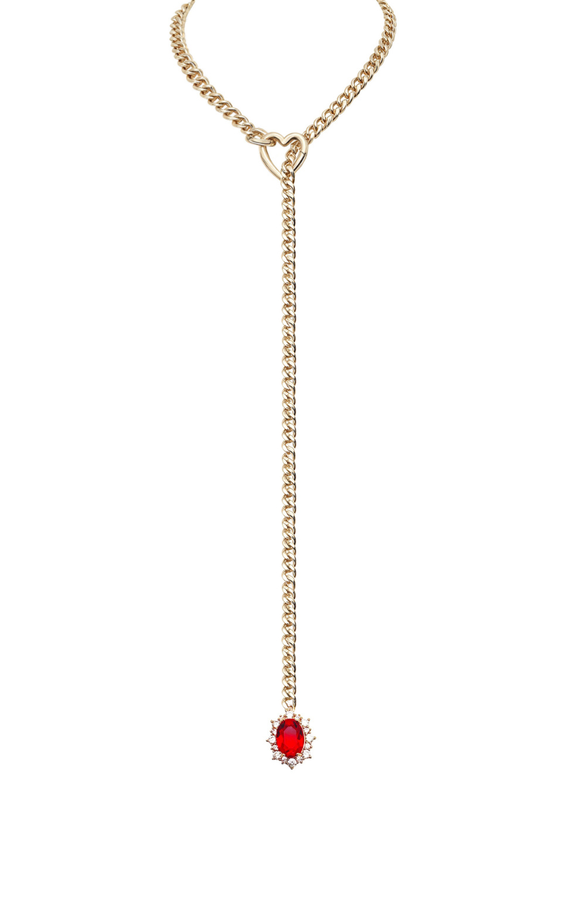 WILDCHOK - Gemstone Charm Slip Chain Choker