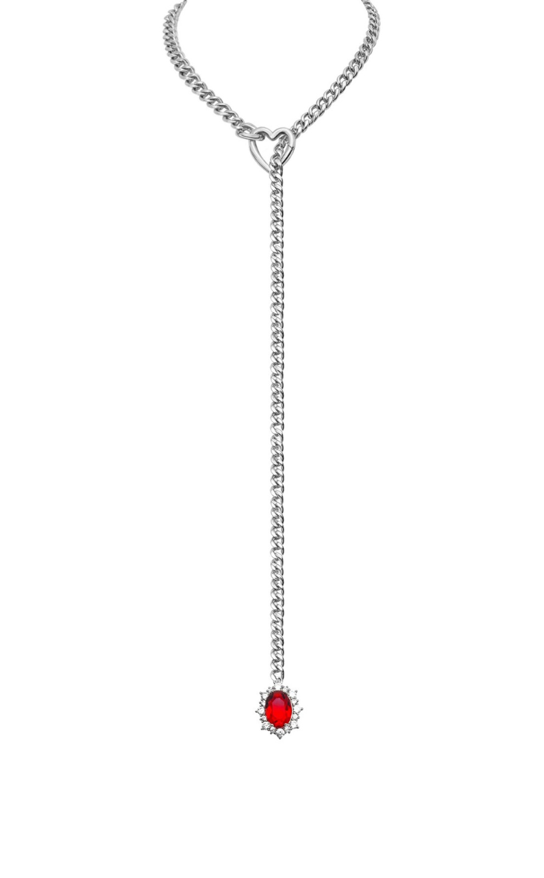 WILDCHOK - Gemstone Charm Slip Chain Choker