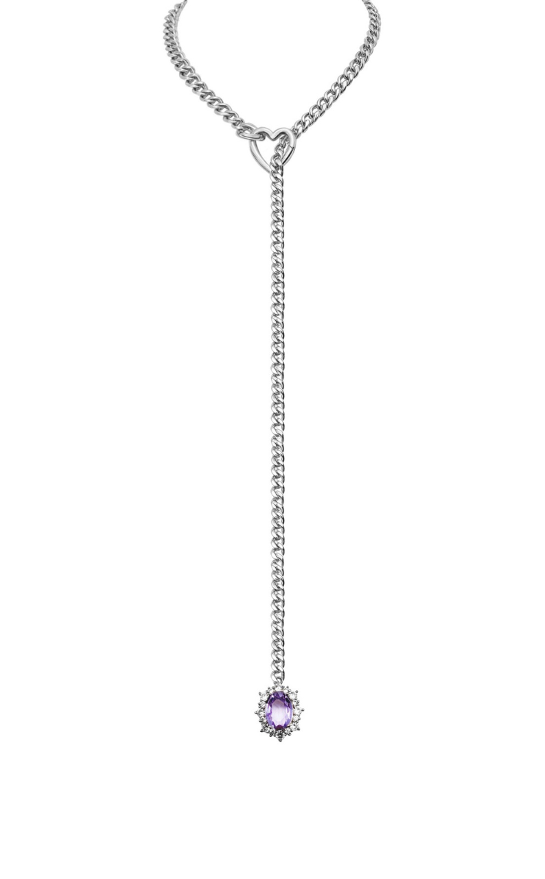 WILDCHOK - Gemstone Charm Slip Chain Choker