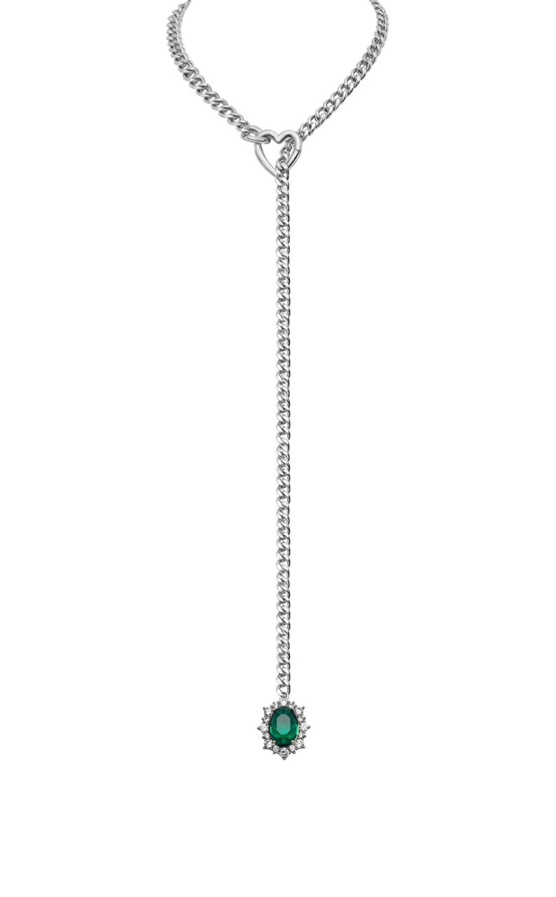 WILDCHOK - Gemstone Charm Slip Chain Choker