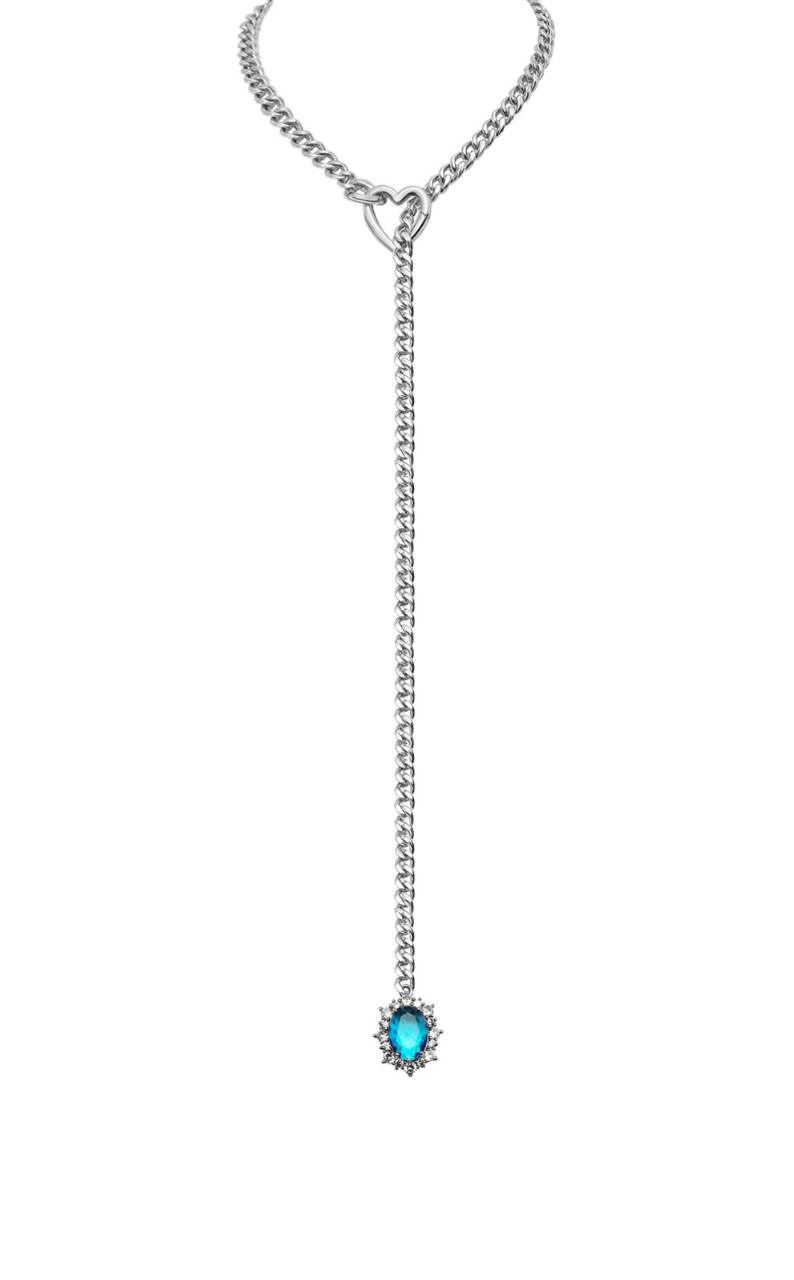 WILDCHOK - Gemstone Charm Slip Chain Choker