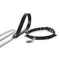 Paw Print Pendant Spiked Genuine Cowhide Choker, Punk Adjustable Human Collar