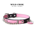 WILD CHOK - Pink Black Two-Tone Heart Pendant Metal Chain Edgy Daily Party Accessory