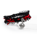 WILDCHOK [Lace Bell] Unisex Adjustable Lace Choker Necklace with Bell, Ribbon Bows