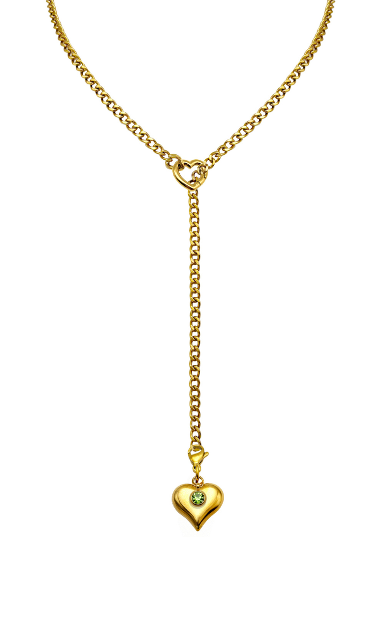 WILDCHOK - Heart Crystal Clasp Slip Chain Choker