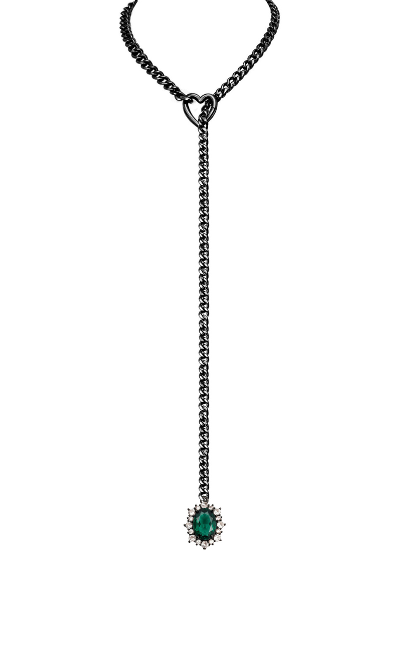 WILDCHOK - Gemstone Charm Slip Chain Choker