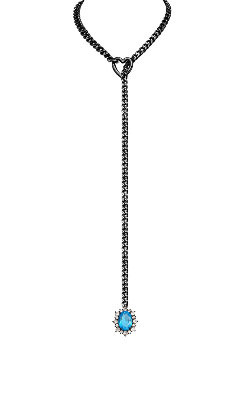 WILDCHOK - Gemstone Charm Slip Chain Choker