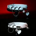 WILDCHOK Microfiber Leather Unisex Choker Necklace with Bell‑Heart Pendant