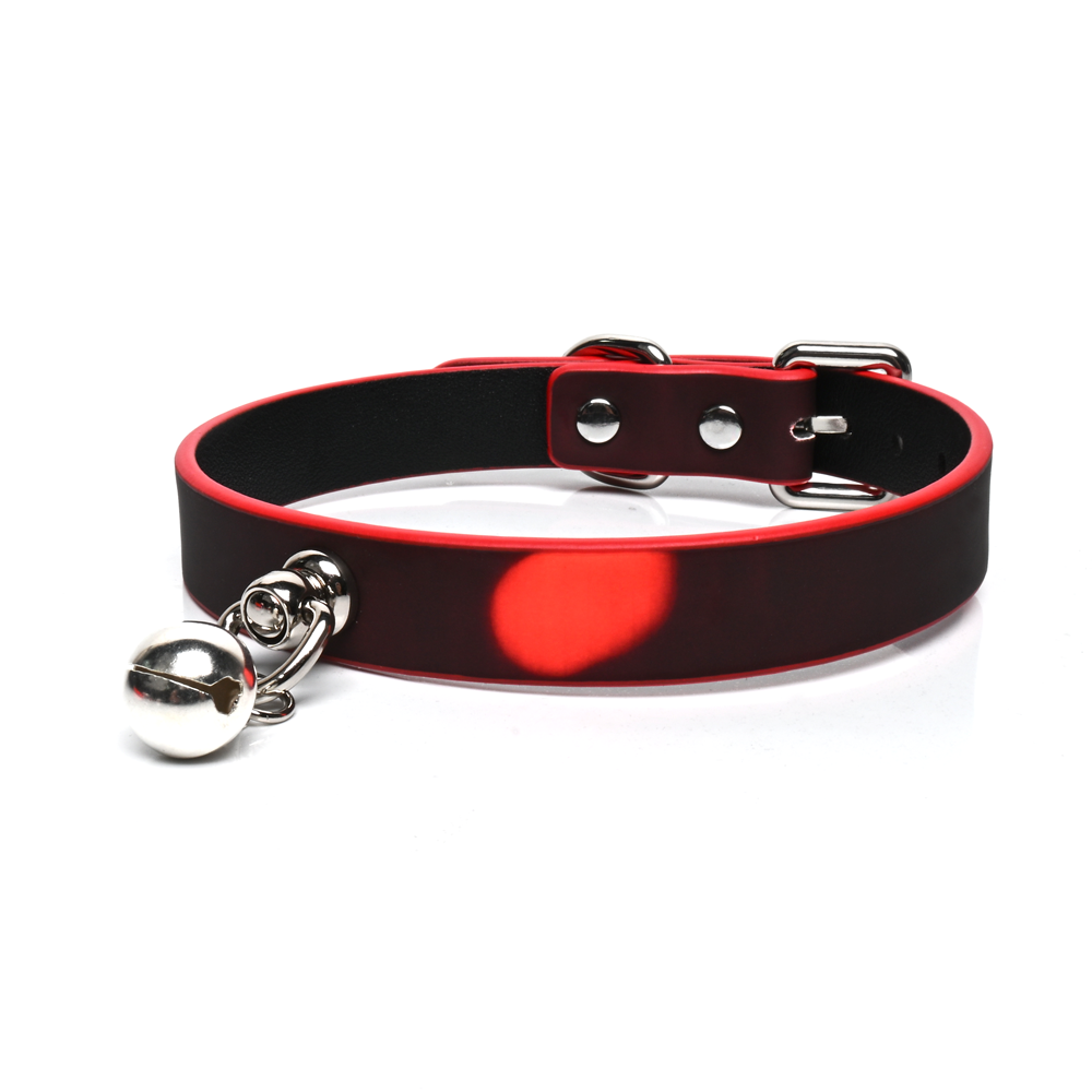WILDCHOK [Thermo Bell] Unisex Adjustable Heat-Sensitive Color-Changing PU Leather Choker with Bell Pendant