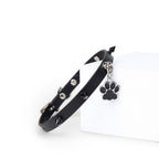 Paw Print Pendant Spiked Genuine Cowhide Choker, Punk Adjustable Human Collar