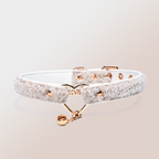 WILDCHOK Teddy Fleece Choker | LOVE‑Letter Heart Frame with Gold Bell Pendant