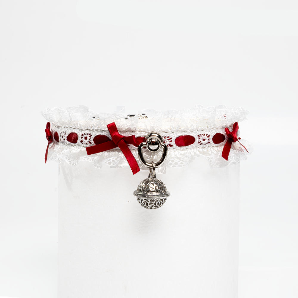 White/Red Lace Bell Choker