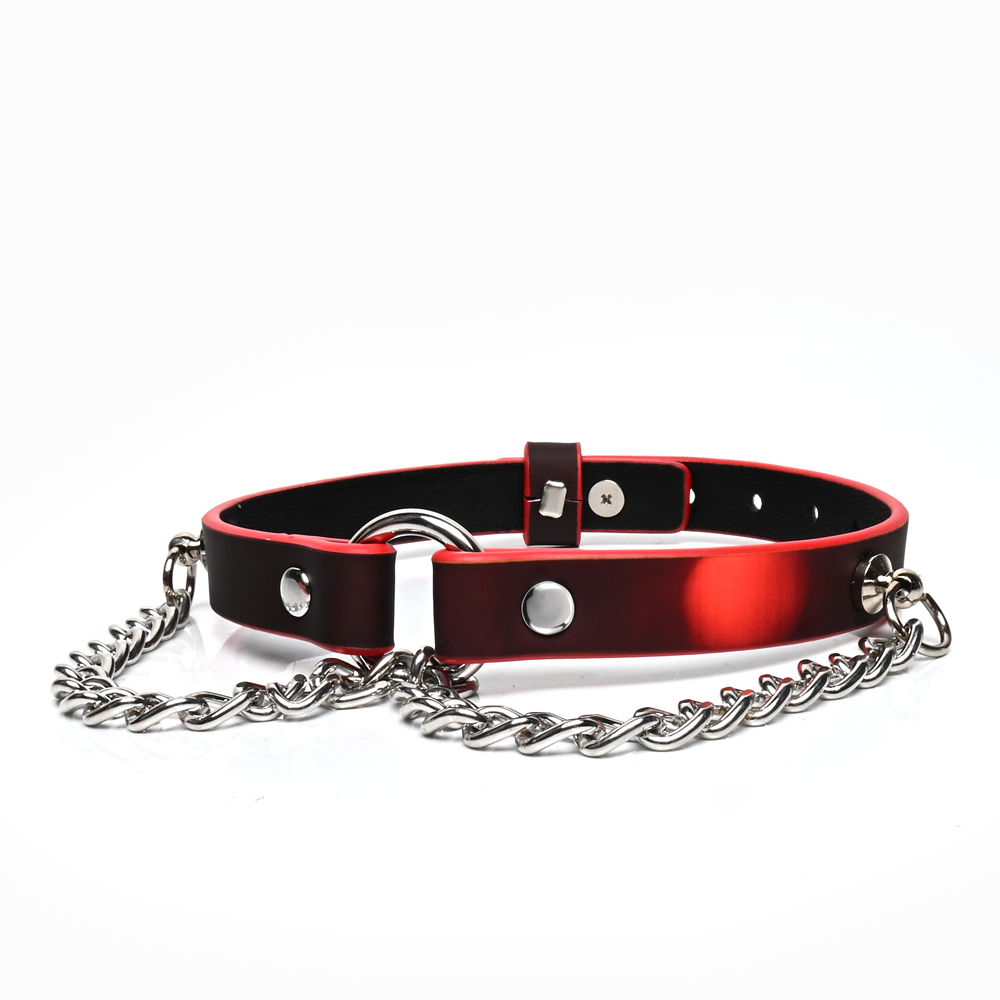 WILDCHOK Heat‑Reactive Color Changing PU Choker Necklace with Metal Chain Detail