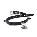 Paw Print Pendant Spiked Genuine Cowhide Choker, Punk Adjustable Human Collar