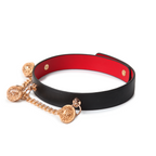 WILDCHOK Leather Bell Choker | Gold Chain Pendant Adjustable Cowhide Collar