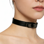 WILDCHOK Black Leather Choker | Metal Turn Lock