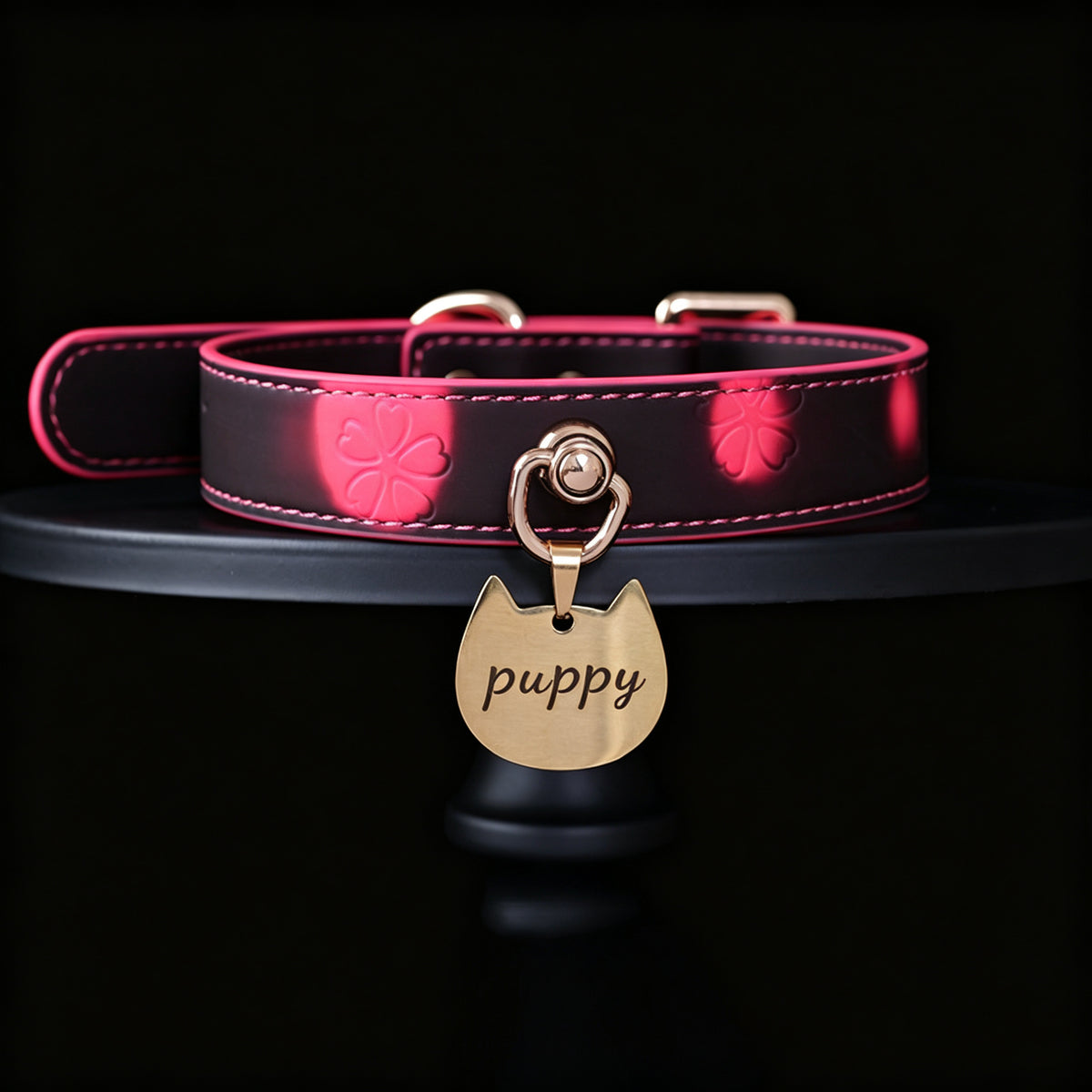 WILDCHOK Thermochromic Sakura Embossed Choker | Detachable Cat‑Shaped Engravable Charm