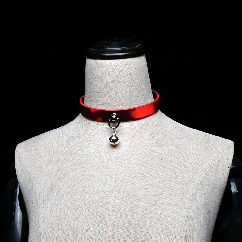 WILDCHOK [Thermo Bell] Unisex Adjustable Heat-Sensitive Color-Changing PU Leather Choker with Bell Pendant